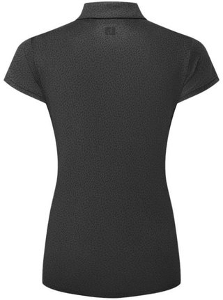 FootJoy Animal Print Cap Sleeve Lisle damskie polo, czarne