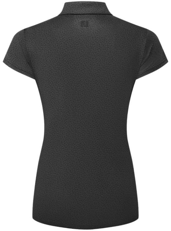 FootJoy Animal Print Cap Sleeve Lisle damskie polo, czarne