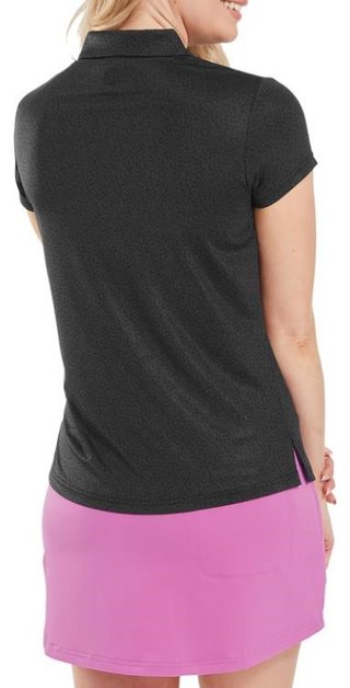 FootJoy Animal Print Cap Sleeve Lisle damskie polo, czarne