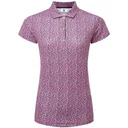 FootJoy Animal Print Cap Sleeve Lisle damskie polo, różowy/czarne/biały