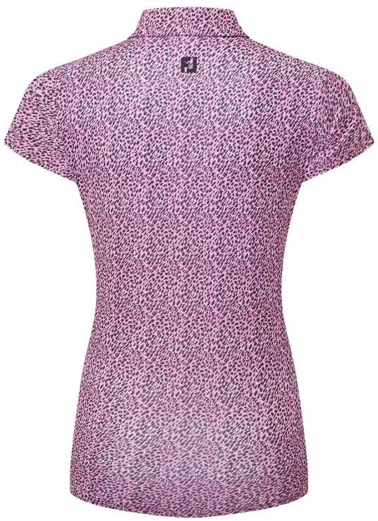 FootJoy Animal Print Cap Sleeve Lisle damskie polo, różowy/czarne/biały