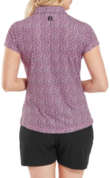 FootJoy Animal Print Cap Sleeve Lisle damskie polo, różowy/czarne/biały