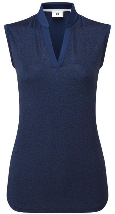 FootJoy Animal Print Sleeve Lisle damskie polo, granatowy