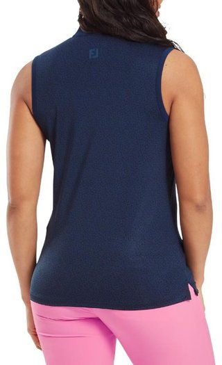 FootJoy Animal Print Sleeve Lisle damskie polo, granatowy
