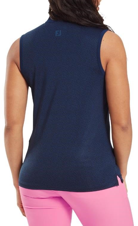FootJoy Animal Print Sleeve Lisle damskie polo, granatowy