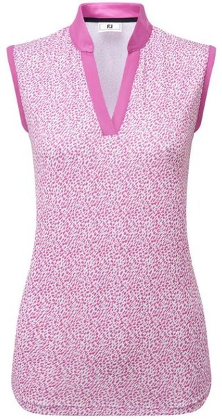 FootJoy Animal Print Sleeve Lisle damskie polo, różowy