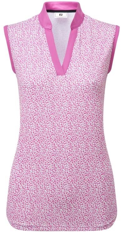 FootJoy Animal Print Sleeve Lisle damskie polo, różowy