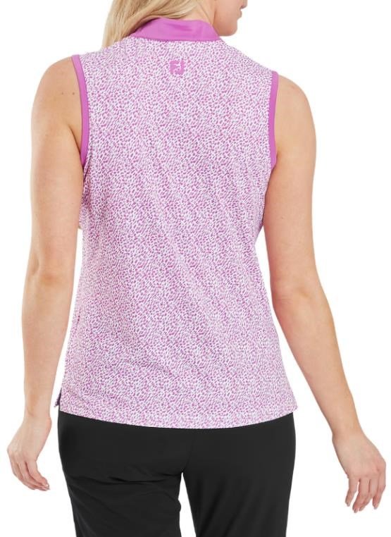 FootJoy Animal Print Sleeve Lisle damskie polo, różowy