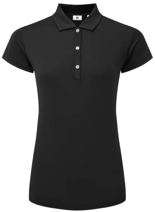 FootJoy Cap Sleeve Lisle damskie polo, czarne