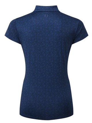 FootJoy Painted Floral Cap Sleeve Lisle damskie polo, granatowe