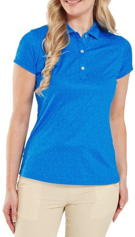 FootJoy Painted Floral Cap Sleeve Lisle damskie polo, niebieski