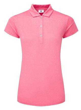 FootJoy Painted Floral Cap Sleeve Lisle damskie polo, różowe