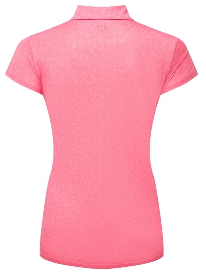 FootJoy Painted Floral Cap Sleeve Lisle damskie polo, różowe