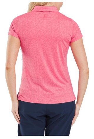 FootJoy Painted Floral Cap Sleeve Lisle damskie polo, różowe