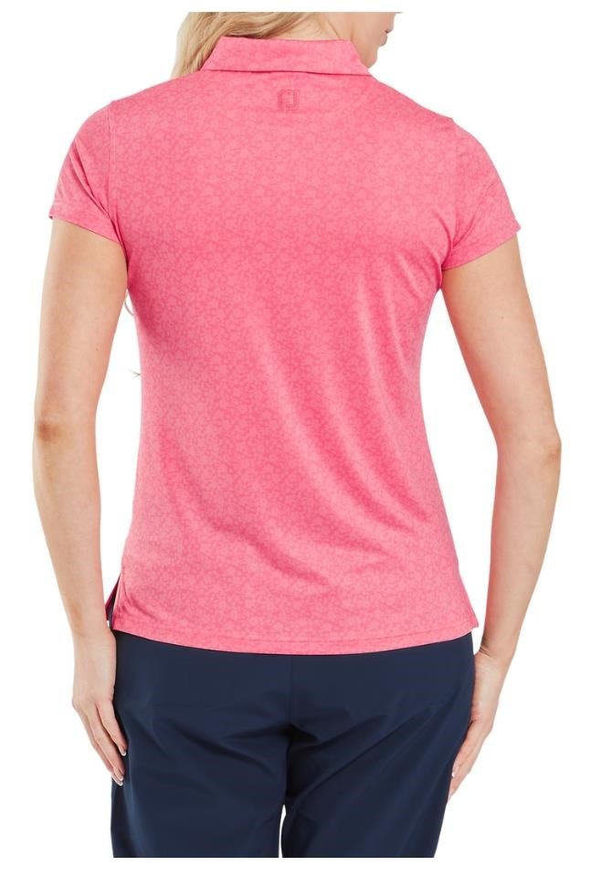 FootJoy Painted Floral Cap Sleeve Lisle damskie polo, różowe