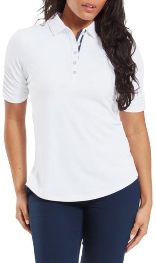 FootJoy Half Sleeve Ruched Lisle damskie polo, biały