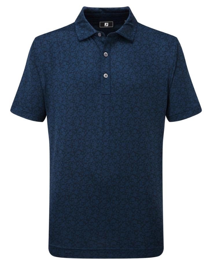 Footjoy Painted Floral Lisle dziecięce polo, granatowe