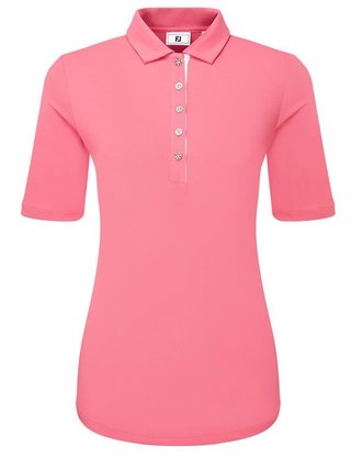 FootJoy Half Sleeve Ruched Lisle damskie polo, różowe
