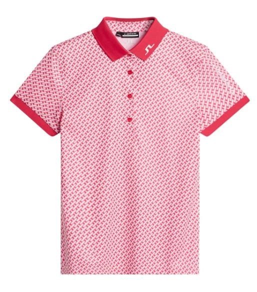 J.Lindeberg Tour Tech Print damskie polo, tour geo pink