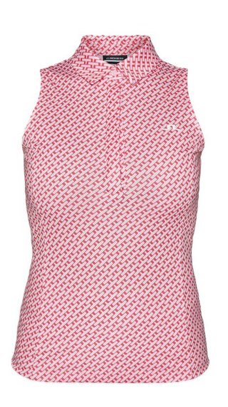 J.Lindeberg Dena Print damskie polo bez rękawów, różowe