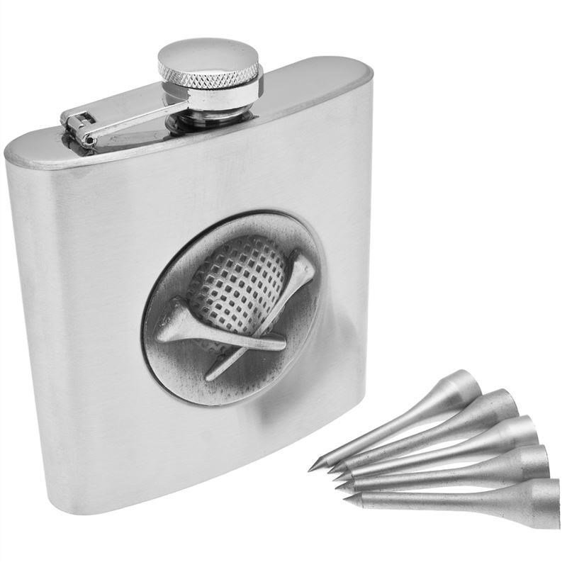 Longridge Golfers Hip Flask Set + 5 tee