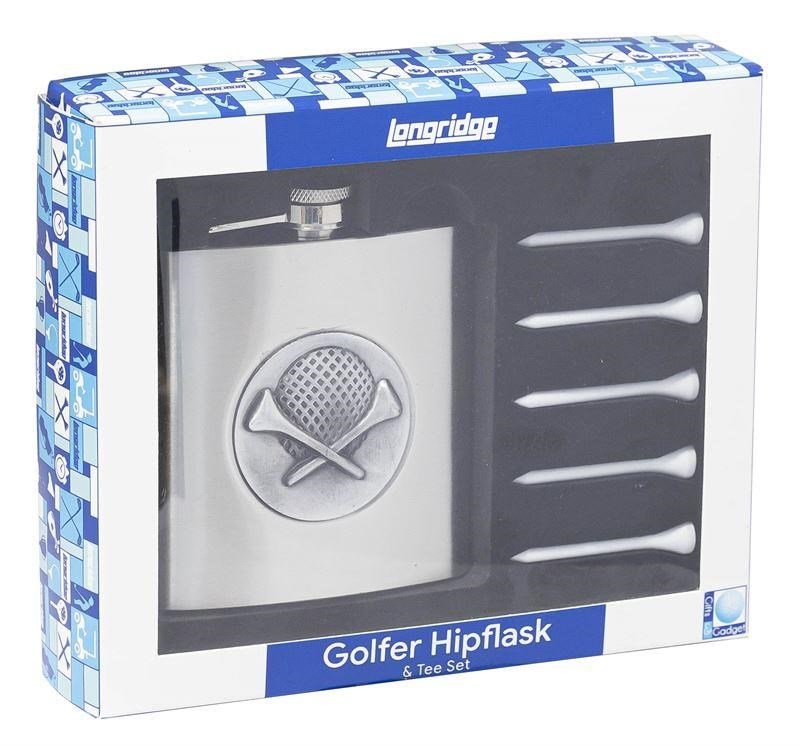 Longridge Golfers Hip Flask Set + 5 tee