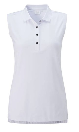 Ping Solene sleeveless damskie polo bez rękawów, białe