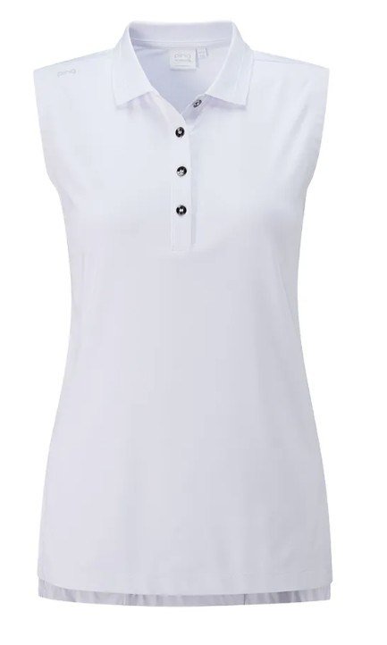 Ping Solene sleeveless damskie polo bez rękawów, białe