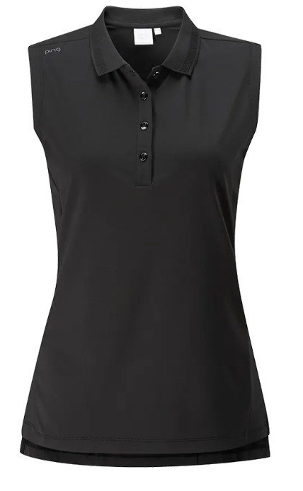 Ping Solene sleeveless damskie polo bez rękawów, czarne