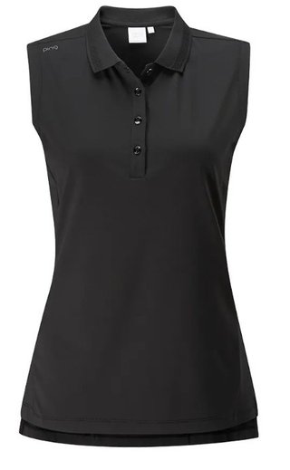 Ping Solene sleeveless damskie polo bez rękawów, czarne