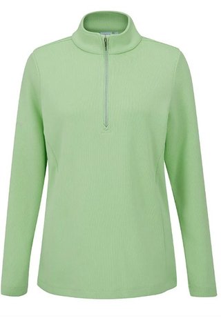 Ping Lyla half zip ribbed damska bluza fleece, jasnozielona