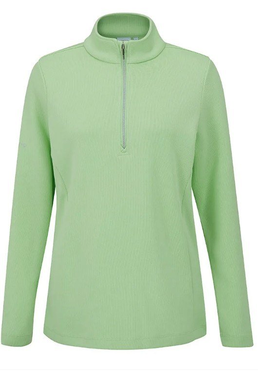 Ping Lyla half zip ribbed damska bluza fleece, jasnozielona