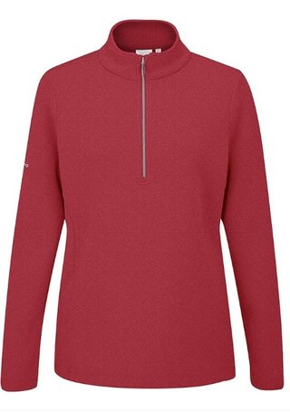 Ping Lyla half zip ribbed damska bluza fleece, czerwona