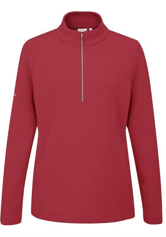 Ping Lyla half zip ribbed damska bluza fleece, czerwona