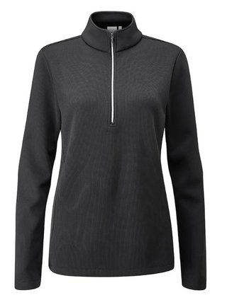 Ping Lyla half zip ribbed damska bluza fleece, czarna