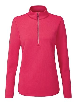 Ping Lyla half zip ribbed damska bluza fleece, różowa