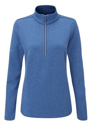 Ping Lyla half zip ribbed damska bluza fleece, niebieska