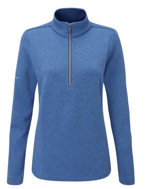 Ping Lyla half zip ribbed damska bluza fleece, niebieska