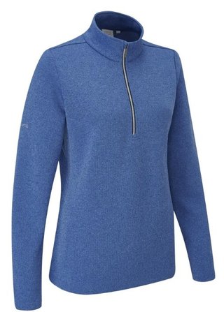 Ping Lyla half zip ribbed damska bluza fleece, niebieska