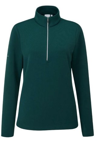 Ping Lyla half zip ribbed damska bluza fleece, zielona