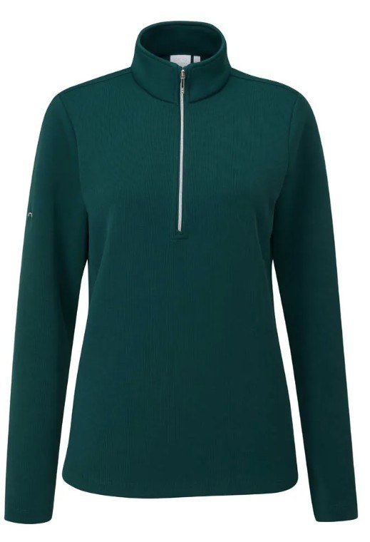 Ping Lyla half zip ribbed damska bluza fleece, zielona
