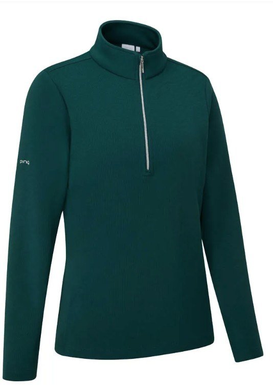 Ping Lyla half zip ribbed damska bluza fleece, zielona