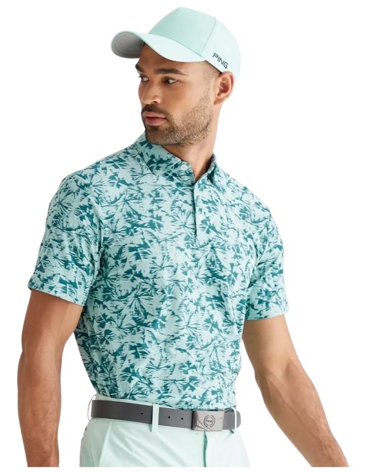 PING Diego męskie polo, misty green multi