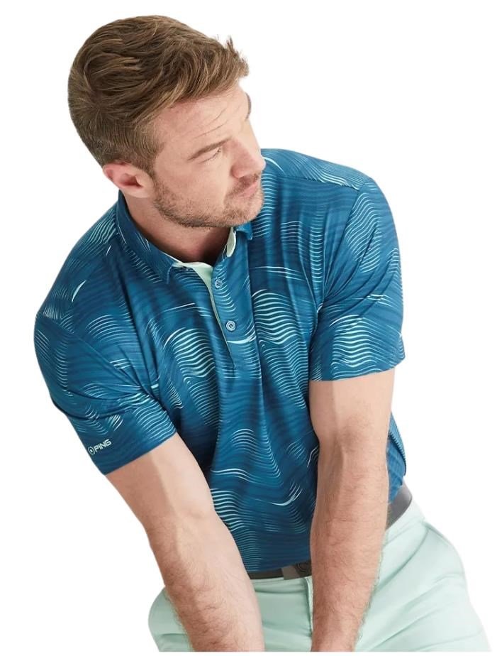 Ping Optic Groove męskie polo, forest multi