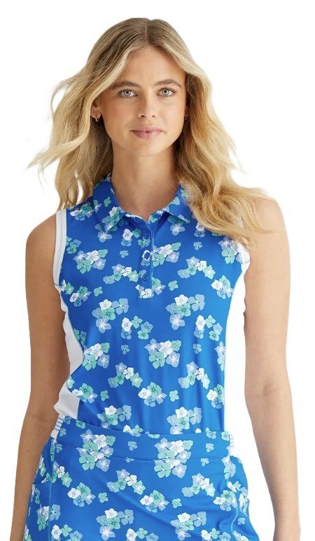 Ping Colleen damskie polo sleeveless, vibrant bloom/białe