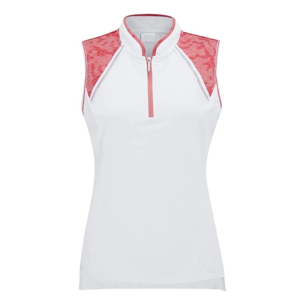 Ping Nala Colour Block Sleeveless damskie polo bez rękawów, biało/brzoskwinia