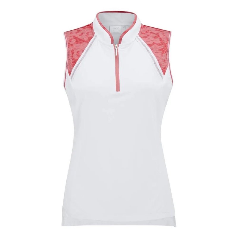 Ping Nala Colour Block Sleeveless damskie polo bez rękawów, biało/brzoskwinia