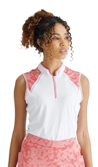 Ping Nala Colour Block Sleeveless damskie polo bez rękawów, biało/brzoskwinia