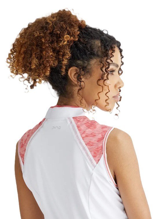 Ping Nala Colour Block Sleeveless damskie polo bez rękawów, biało/brzoskwinia