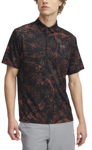 Under Armour Playoff 3.0 Printed męskie polo, black/fire/castlerock